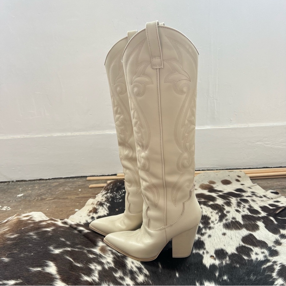 Steve Madden Lasso Bone Leather Cowboy Boots